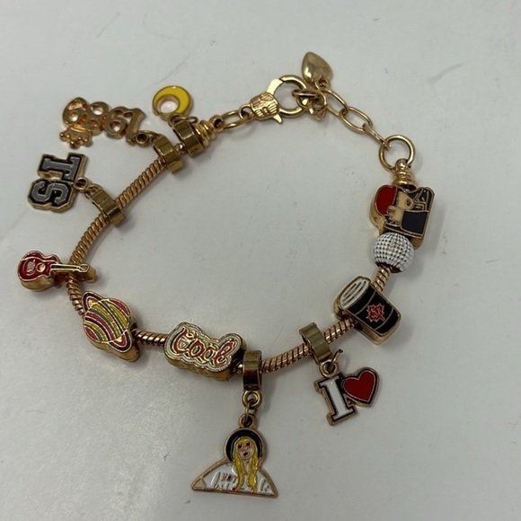 Taylor Swift I Gold Charm Bracelet Taylor Swift 1989 TS Swiftie Charms - Picture 2 of 8